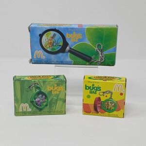 Set of 3 A Bugs Life Clip-Tock Watch Collection McDonalds Toys 1998, Non-working